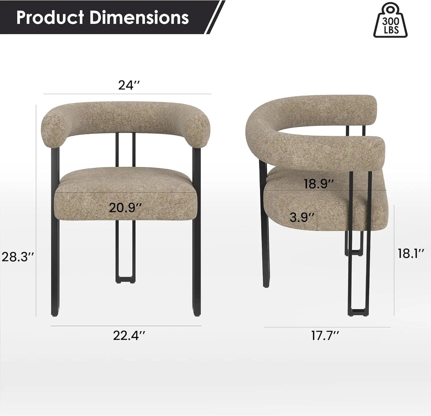 FARINI Bouclé Upholstered Dining Arm Chairs Modern Cushioned Set