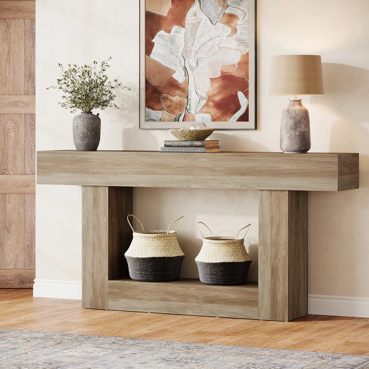 Tribesigns Farmhouse 2-Tier Console Table