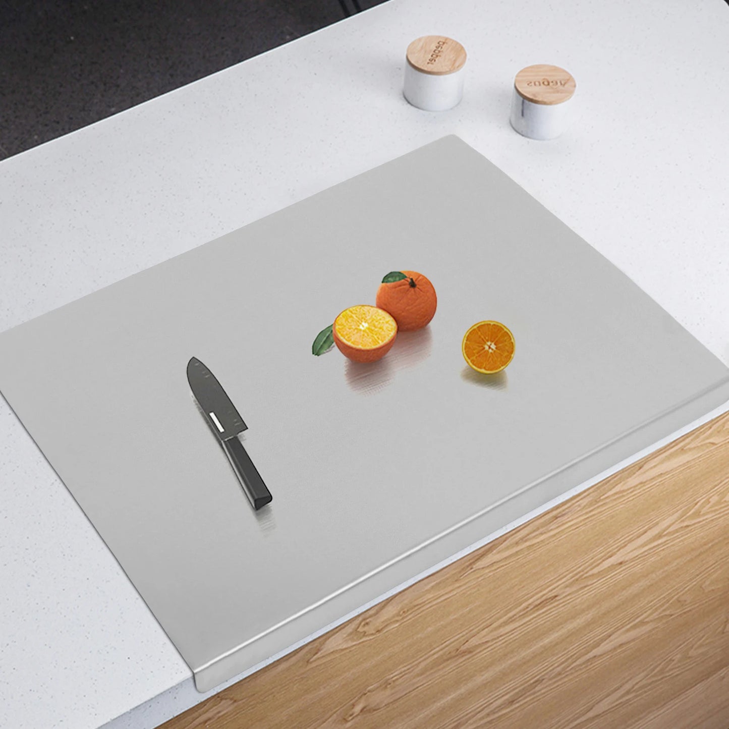 Eco Friendly Stainless Steel Chopping Board With L Shaped Edge