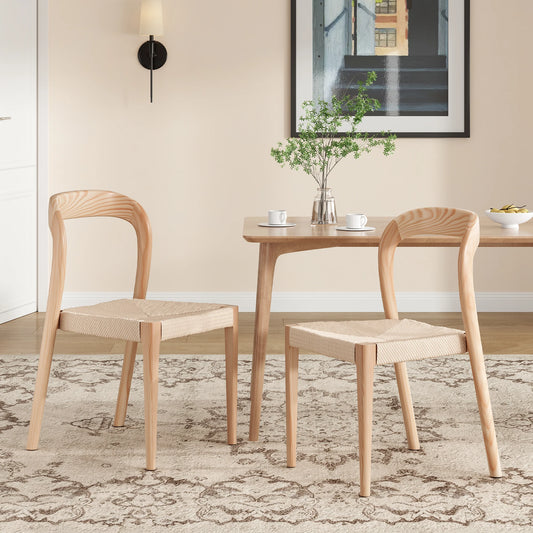 Farini Two Ash Wood Stackable Dining Chairs Mid Century Modern
