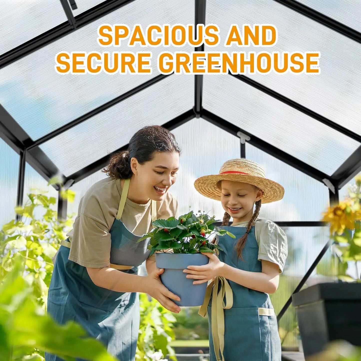 Aluminum Walk In Greenhouse With Polycarbonate Panels