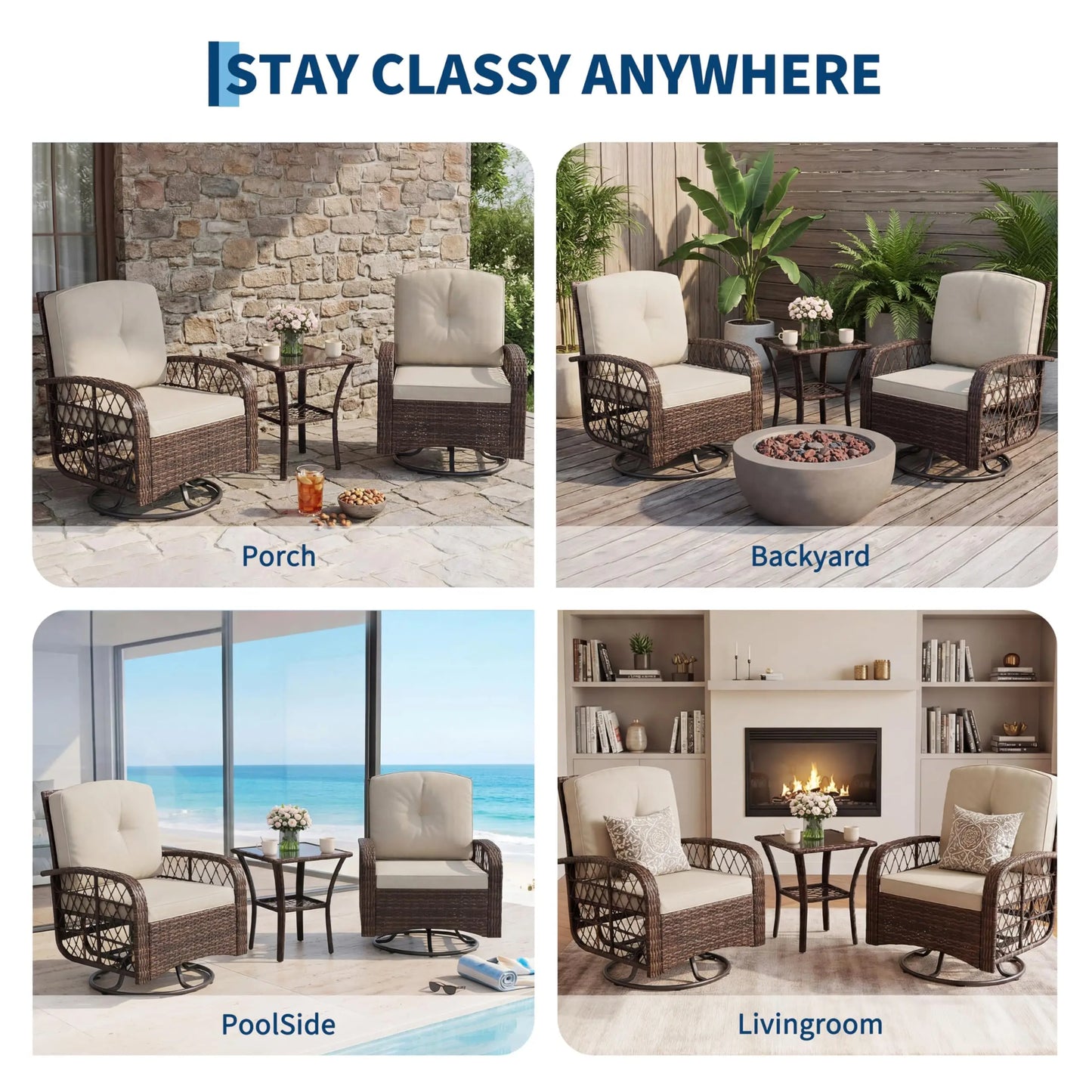 HobbyLane Outdoor Wicker Conversation Set 3 Piece With Glass Table