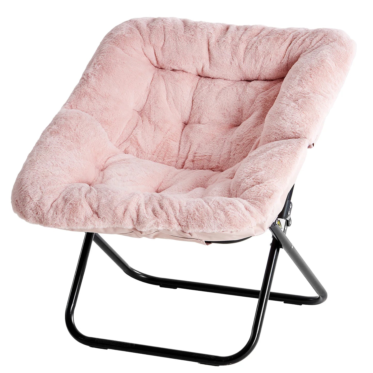 JHK Cozy Saucer Chair With Faux Fur Padded Seat Folding For Living Room