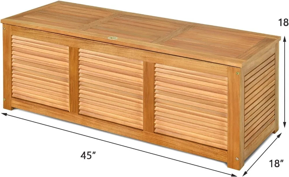 Acacia Wood Deck Box Outdoor Storage Bench for Patio