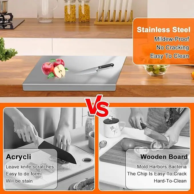 Stainless Steel Cutting Board With Lip For Kitchen Over Sink