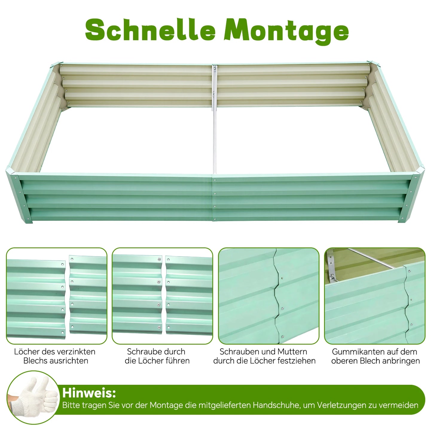 Galvanized Metal Raised Garden Bed for Outdoor Planter and Vegetables