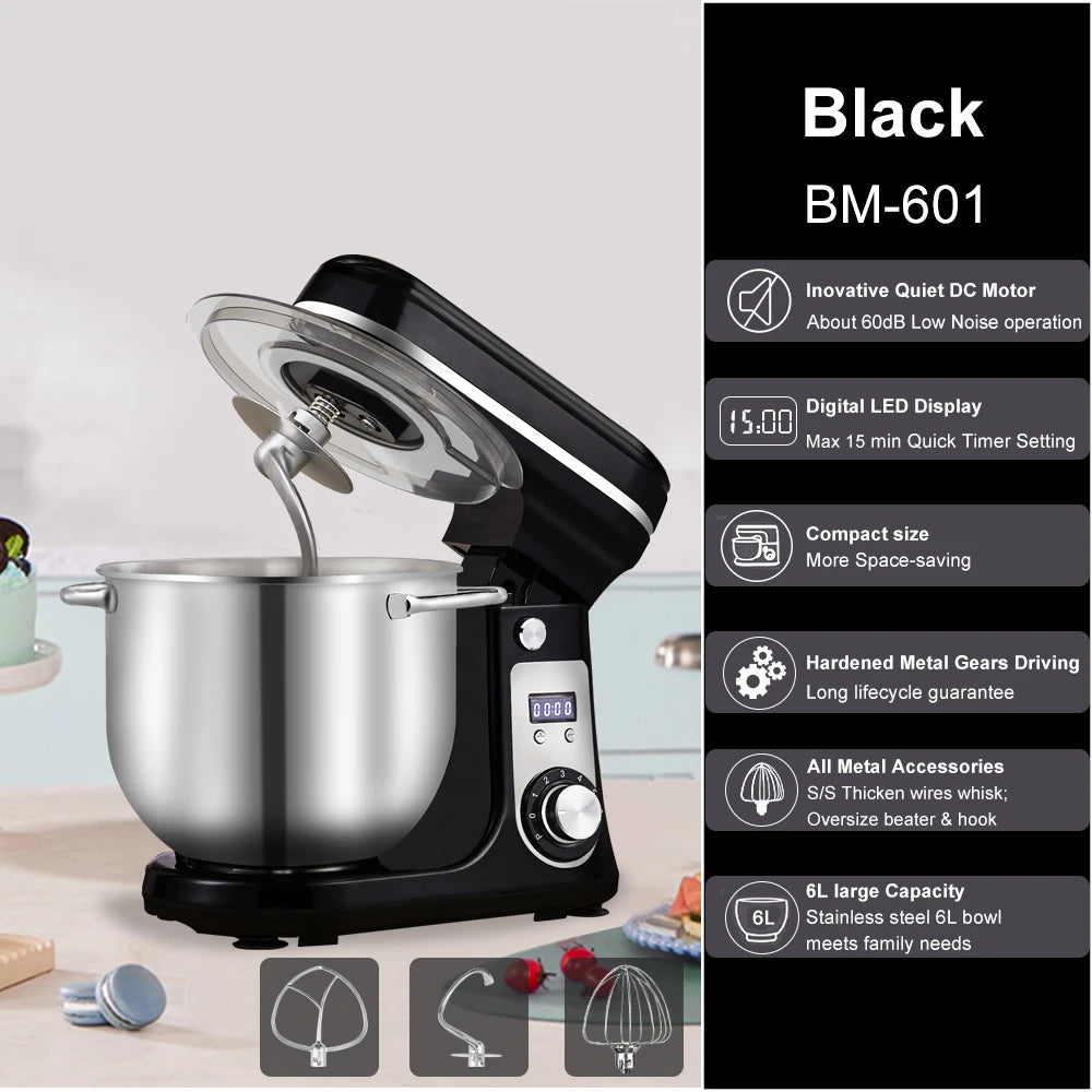 Biolomix 6 Speed Stand Mixer With Blender And Accessory Kit