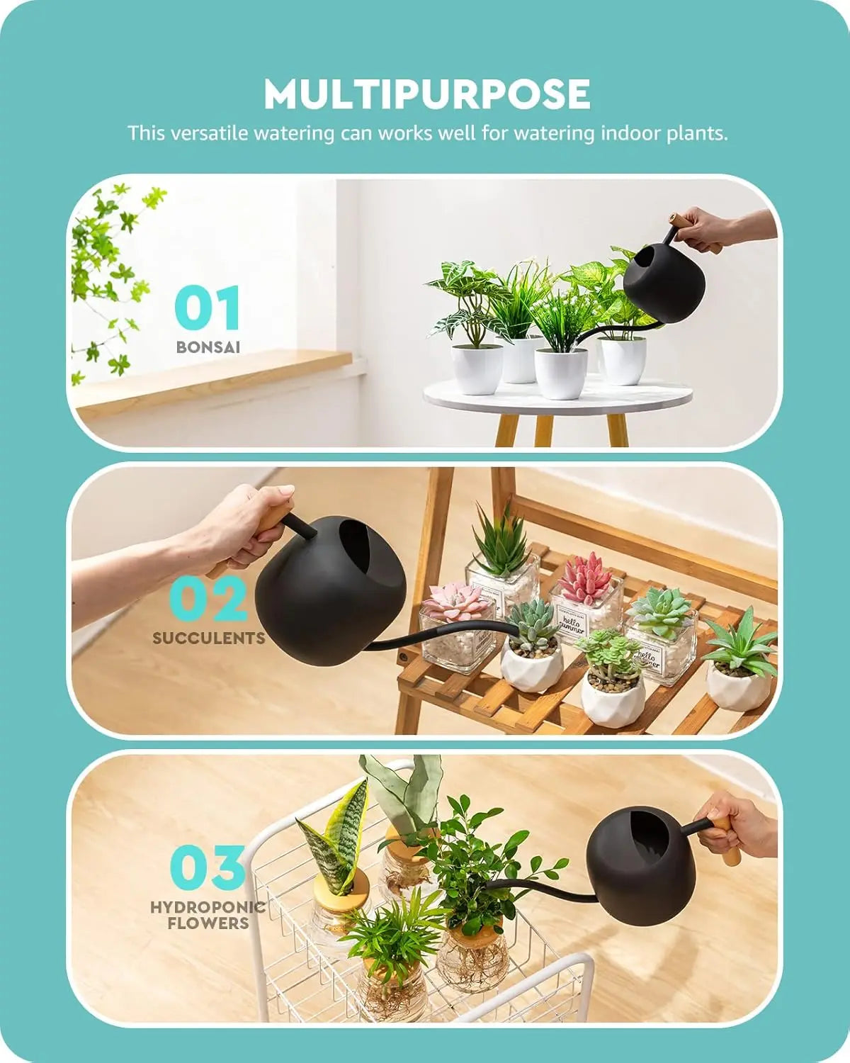 Stainless Steel Watering Can With Long Spout For Indoor Plants