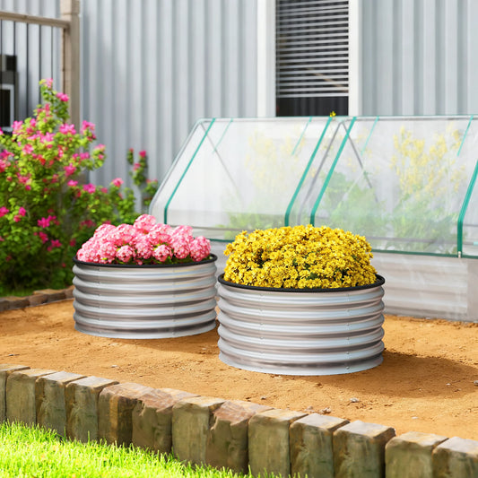 Raised Garden Beds Set Of 2 Galvanized Planter Boxes