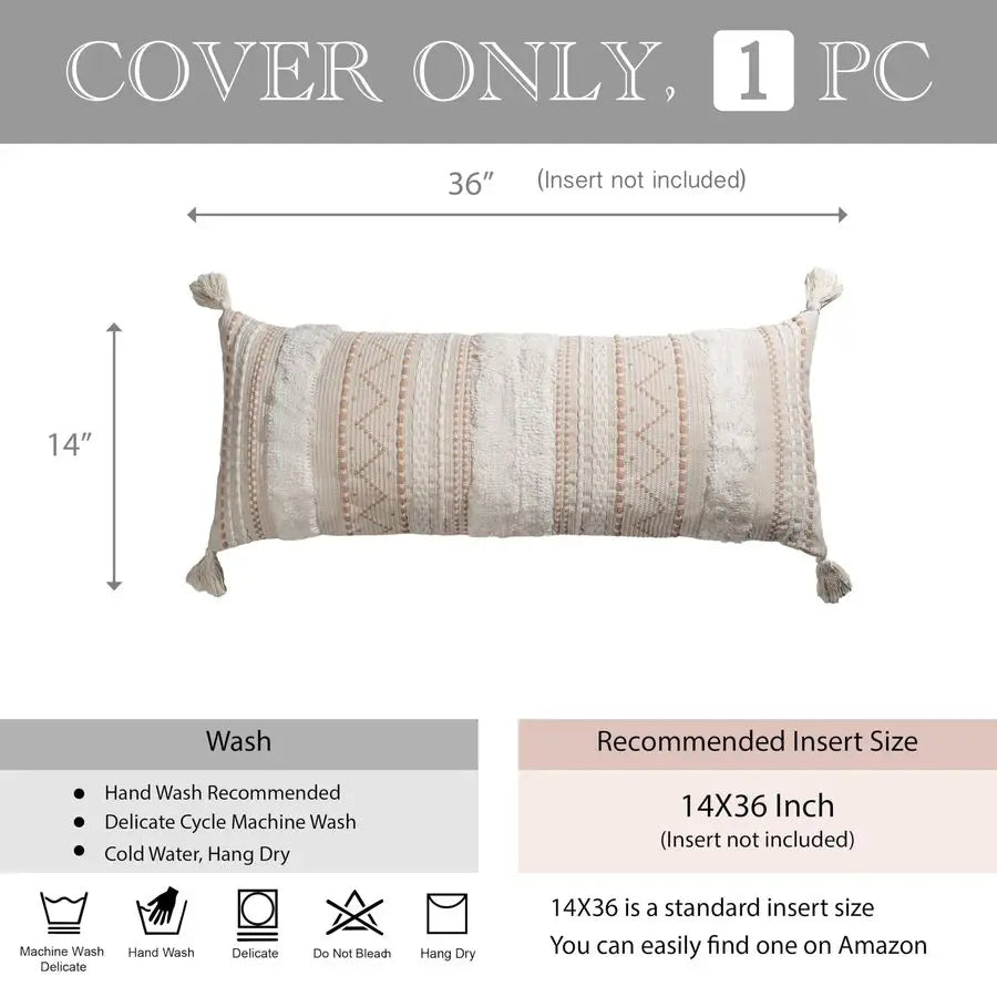 Boho Tufted Lumbar Pillow Cover For Bed Throw Cushion