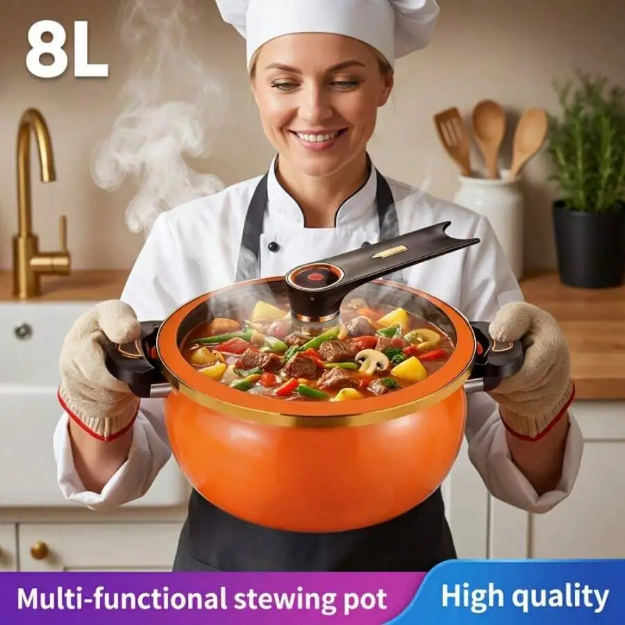 XMSJ Nonstick Soup Pot With Twist Lock Handle Multifunction