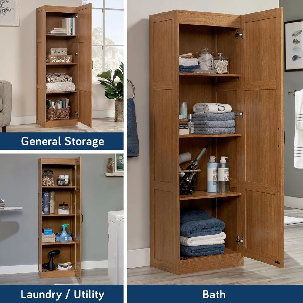 Highland Oak Pantry Storage Cabinet With Versatile Organizing Space