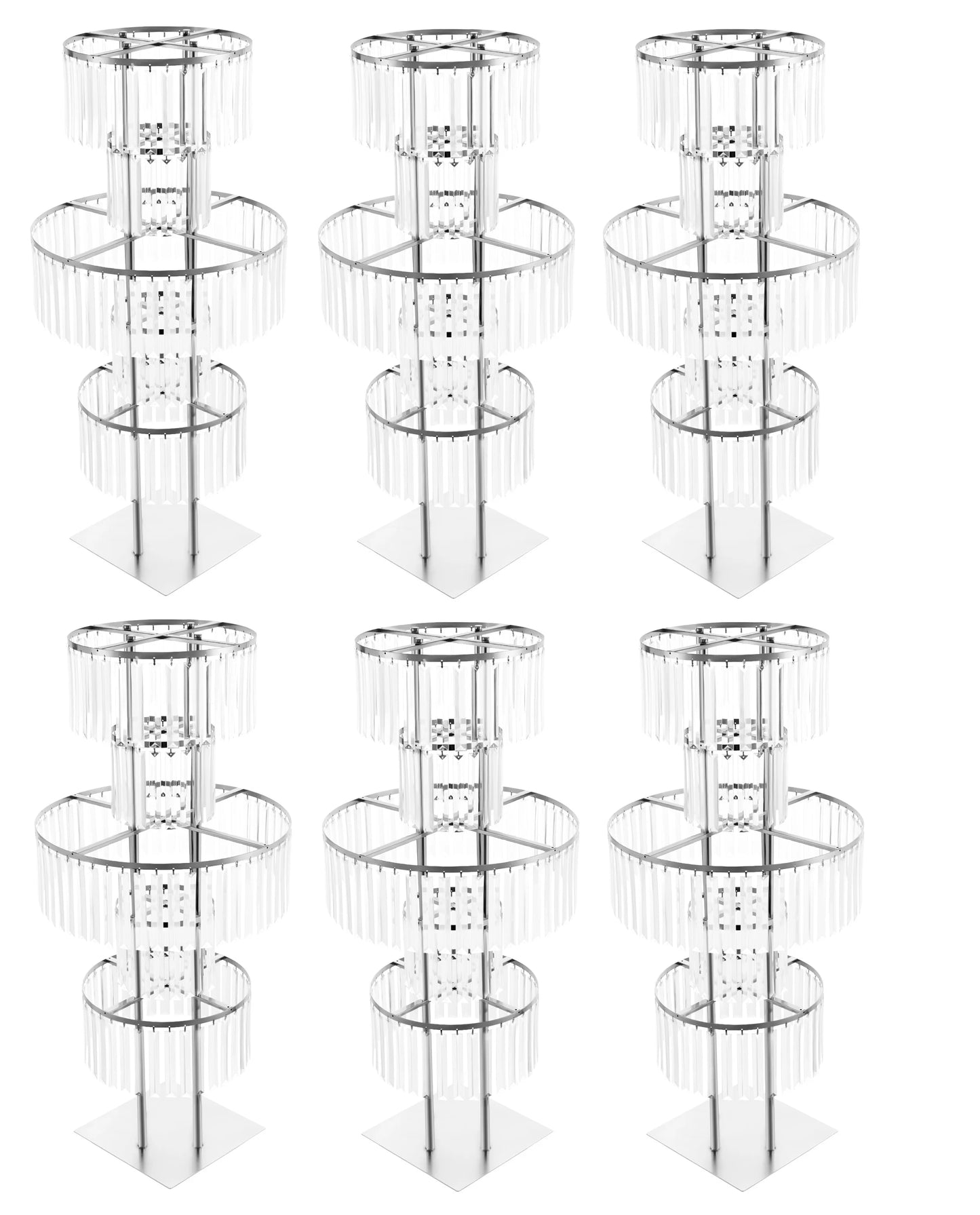 5-Tier Acrylic Crystal Flower Stand For Wedding Centerpieces Iron Frame
