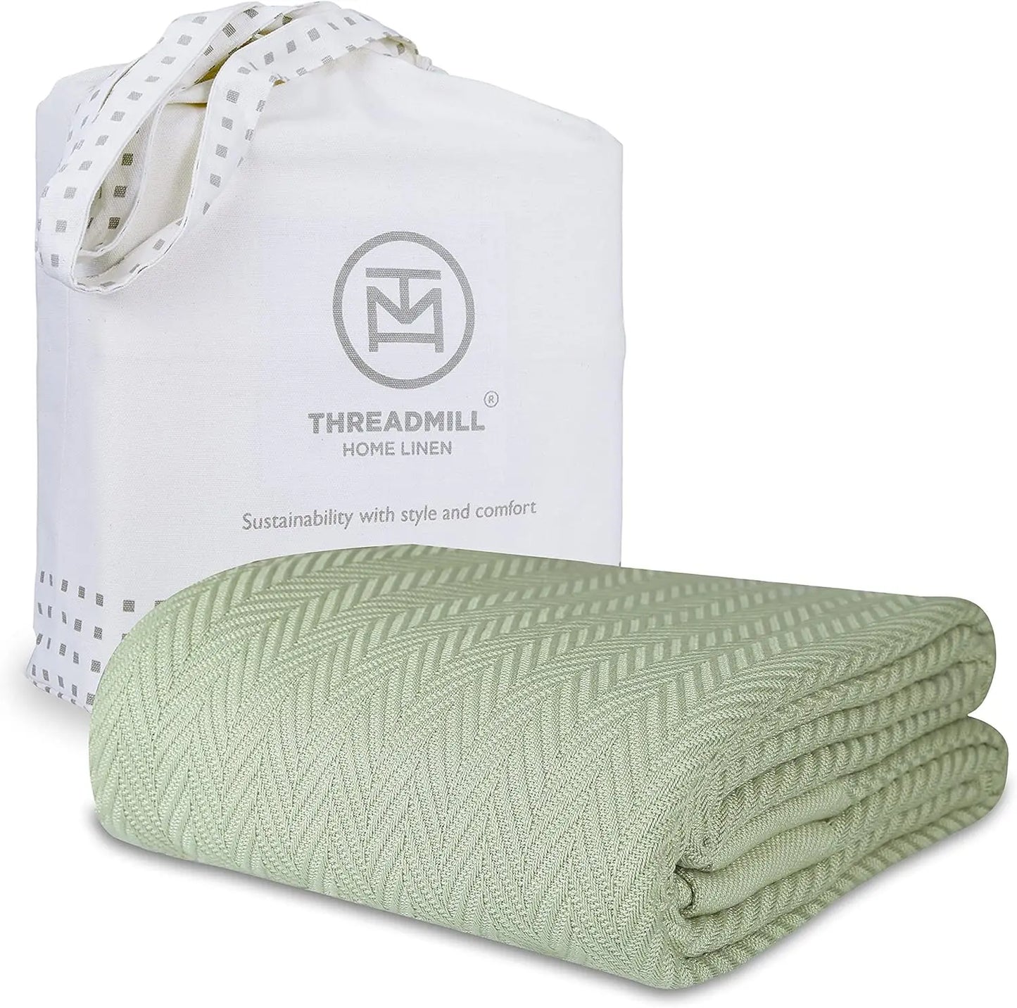 Luxury Cotton Blanket Herringbone Thermal All Seasons
