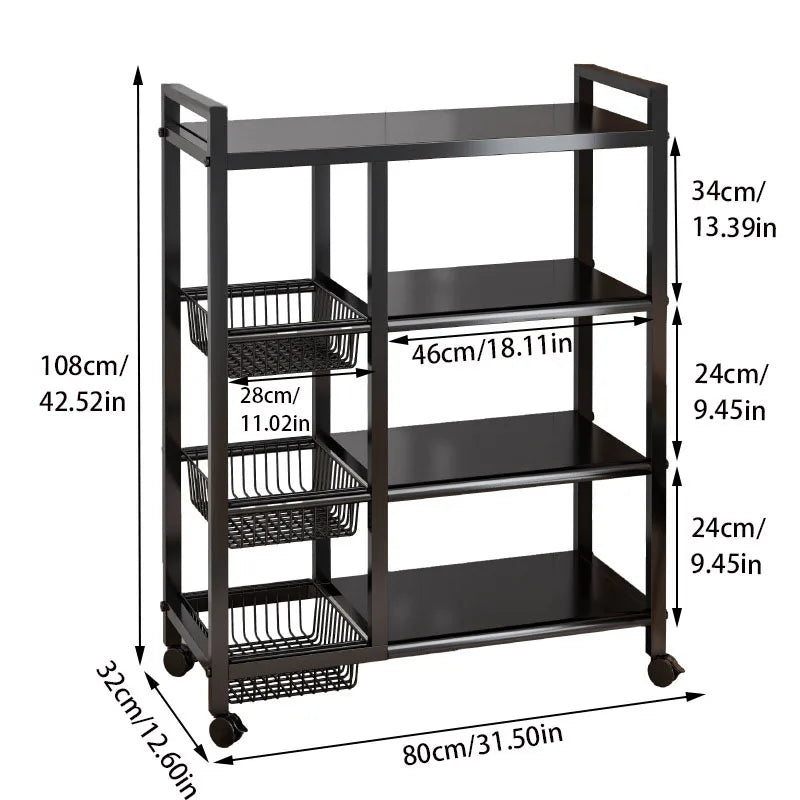 Multi-Functional Removable Cabinet Storage Rack Four-Tier Metal