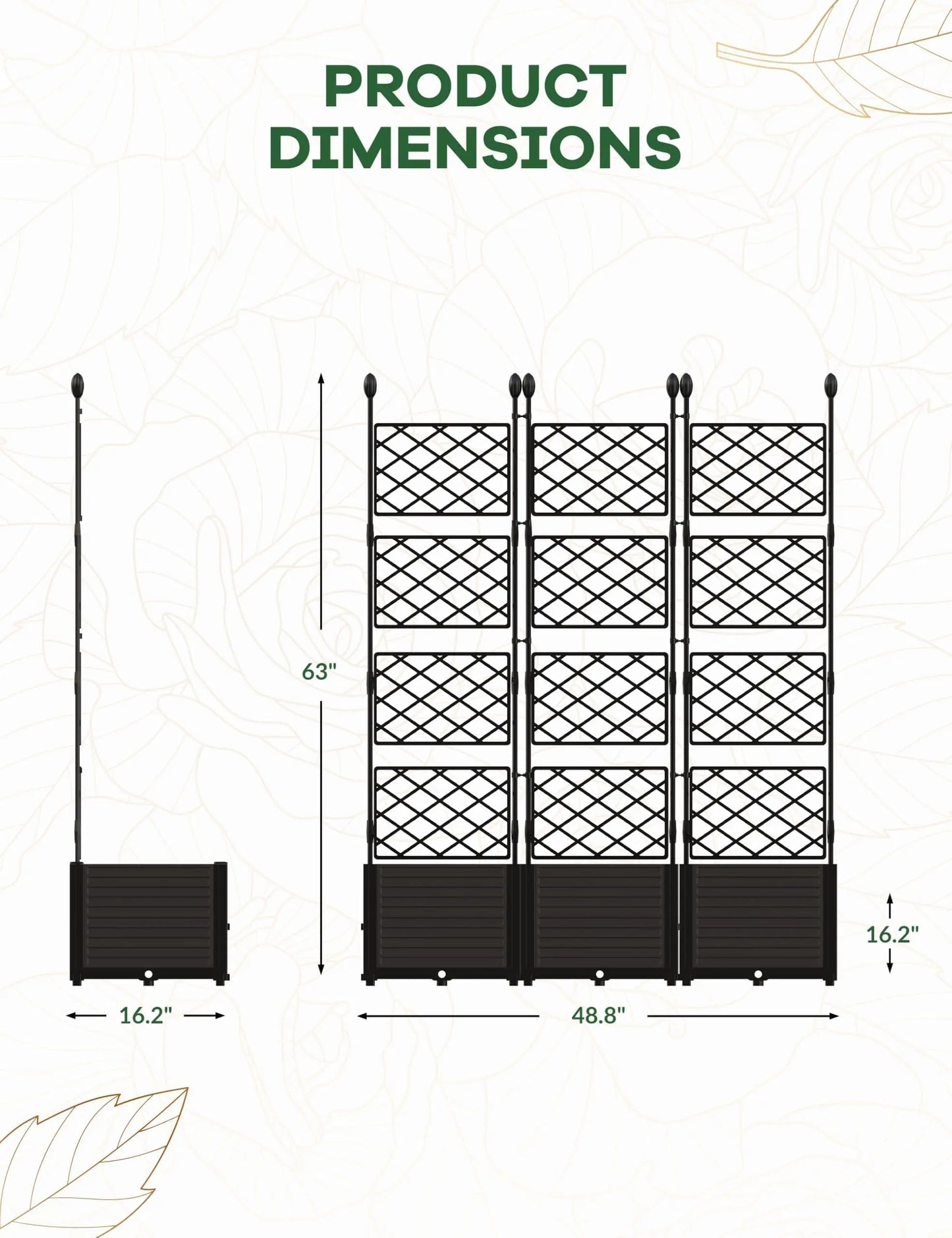 HiMISS Planter Box With Trellis For Climbing Plants