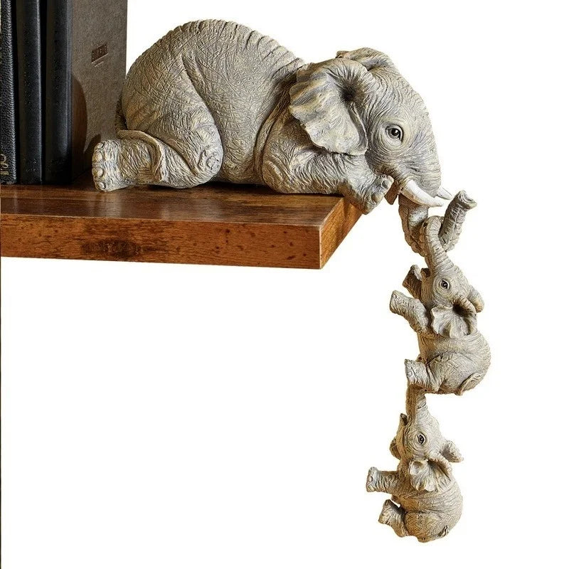 Three Piece Cute Elephant Figurines Resin Home Decor Gift Set
