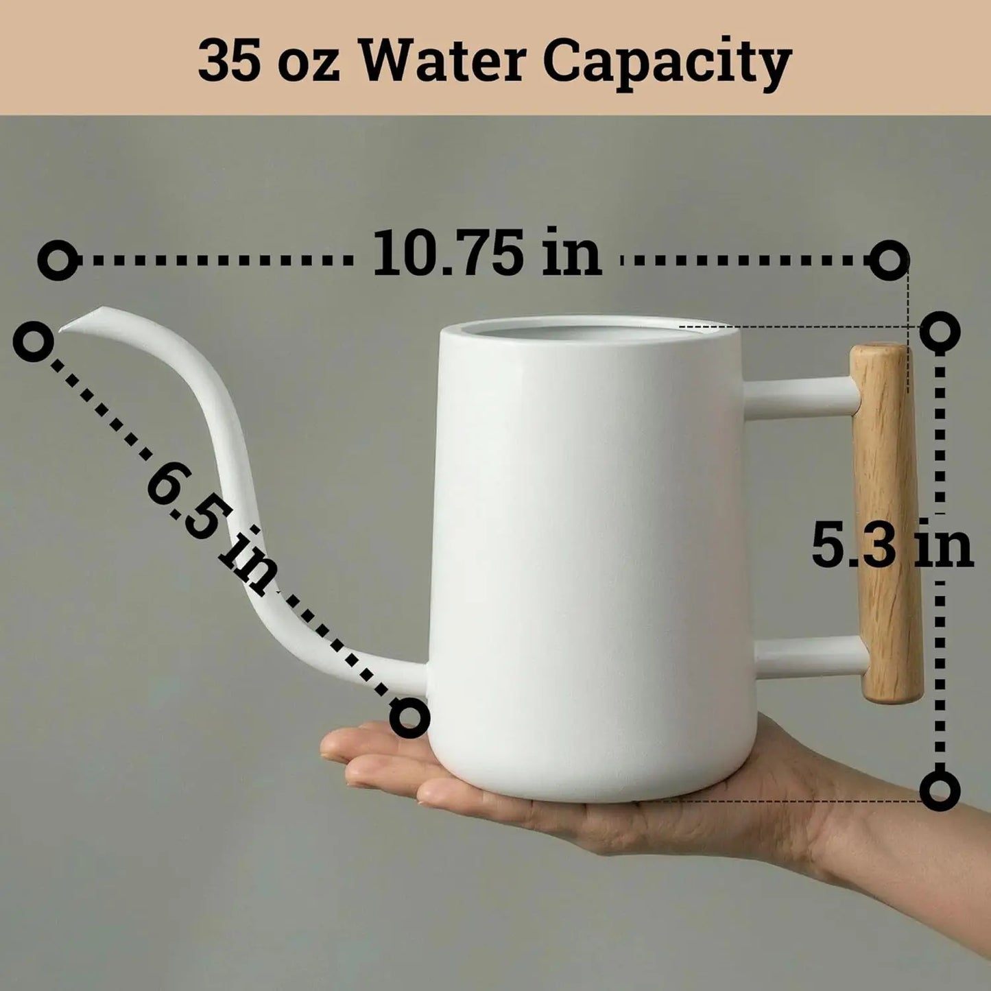 Indoor Watering Can With Long Spout And Wood Handle