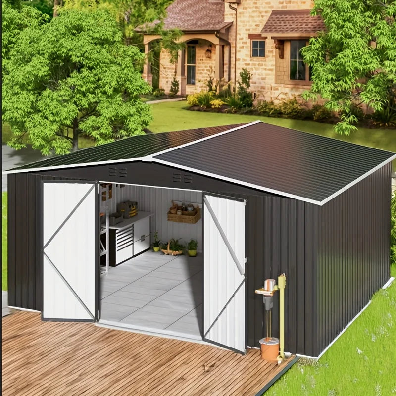VIWAT Outdoor Metal Storage Shed With Lockable Door