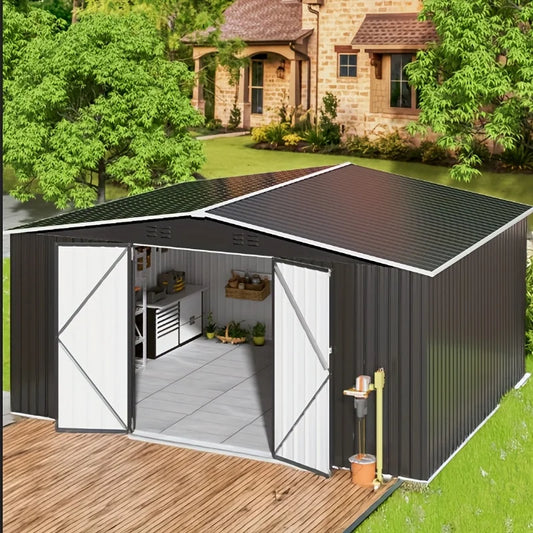 VIWAT Outdoor Metal Storage Shed With Lockable Door