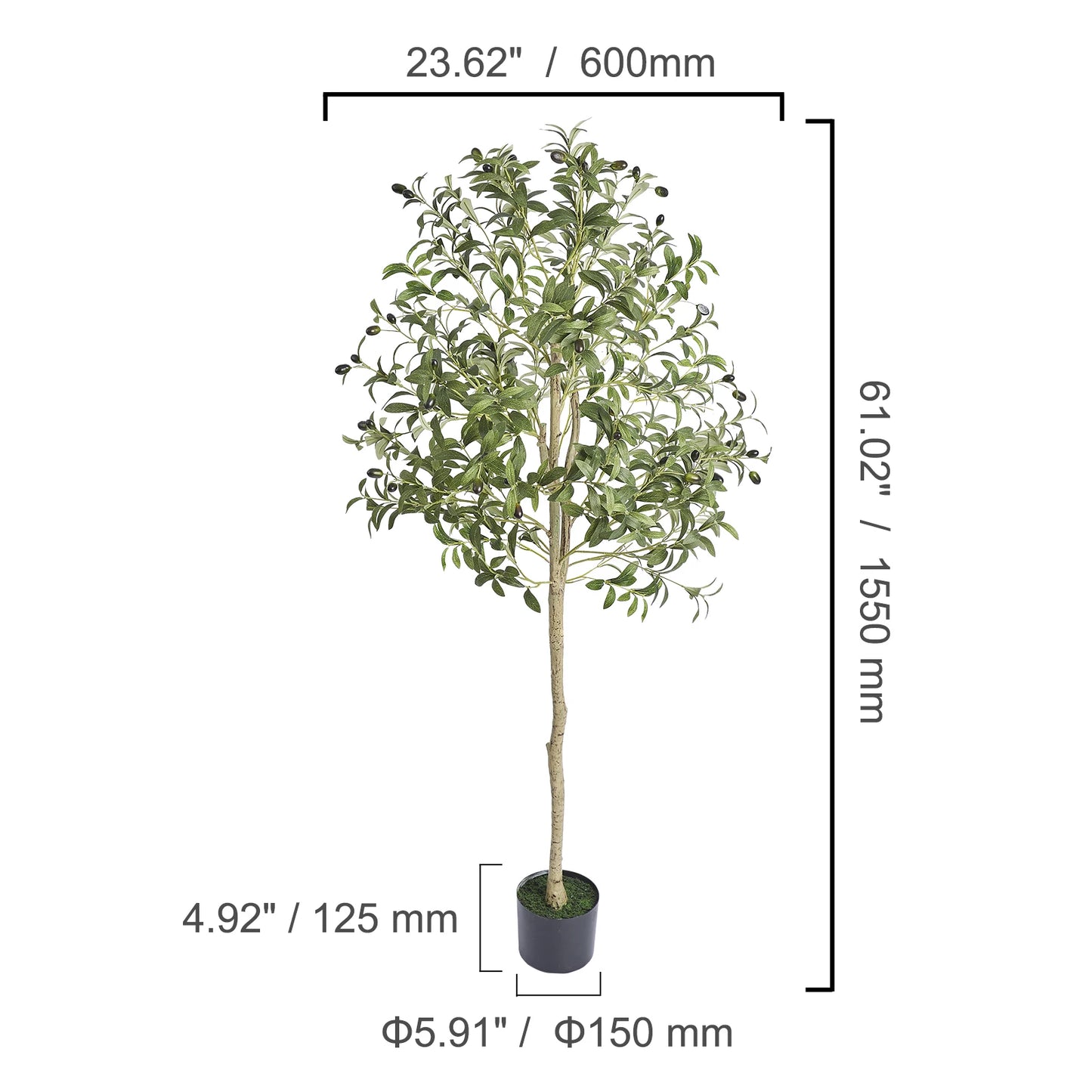 SucceBuy Artificial Olive Tree Anti-Tip Low-Maintenance Faux Plant