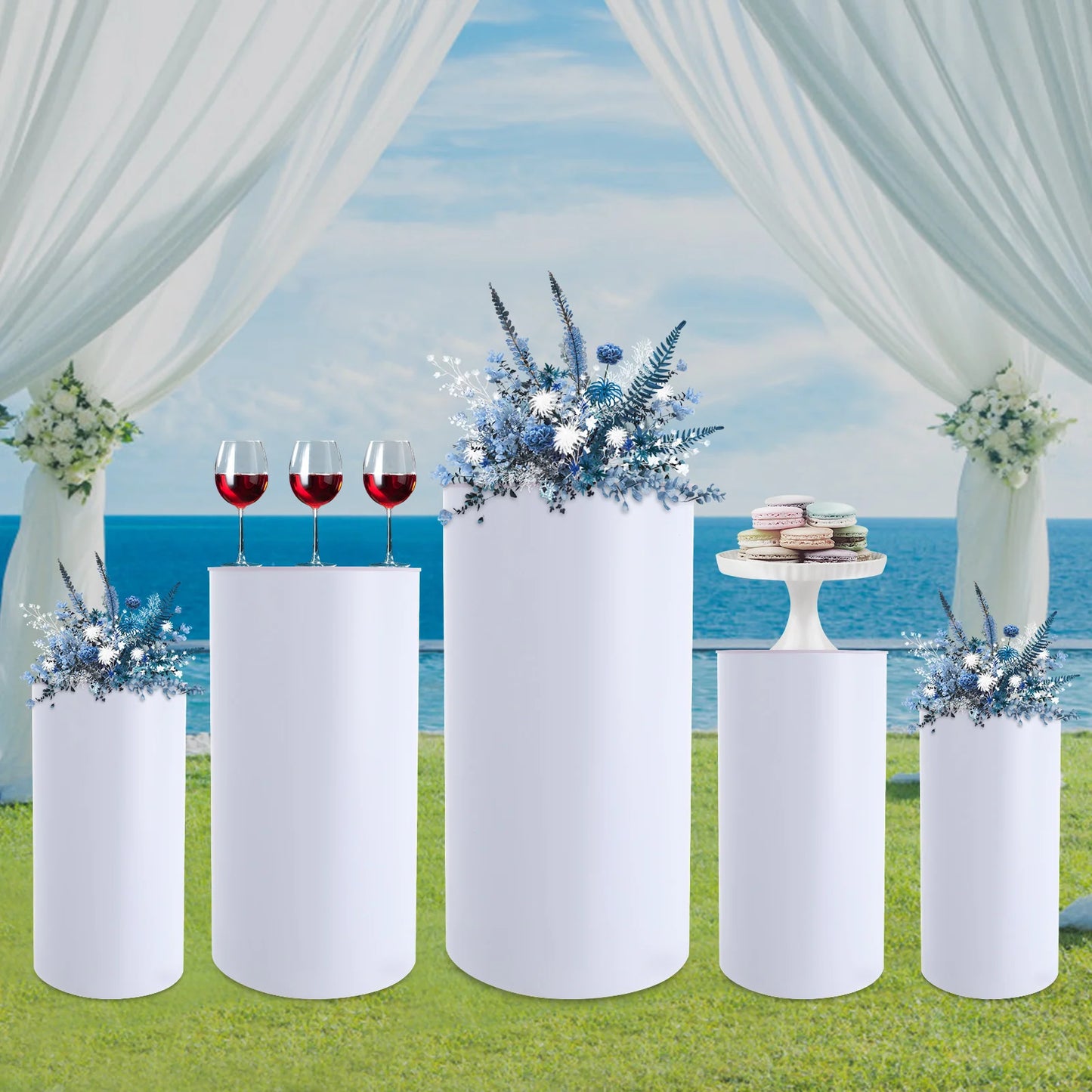 Bymaocar Round Cylinder Dessert Cake Stands 5 Pack PVC