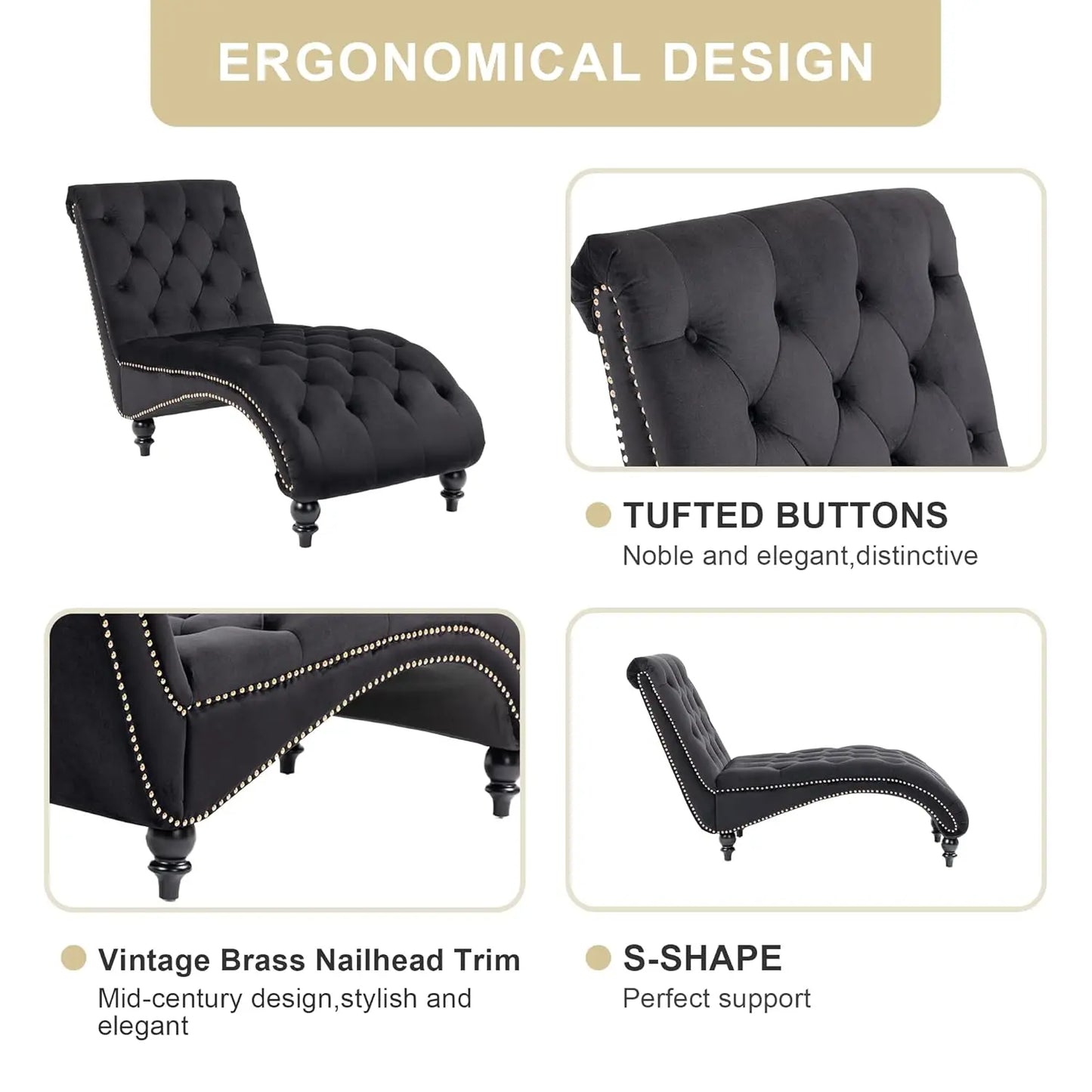 Armless Velvet Chaise Lounge Chair With Tufted Back And Pillow