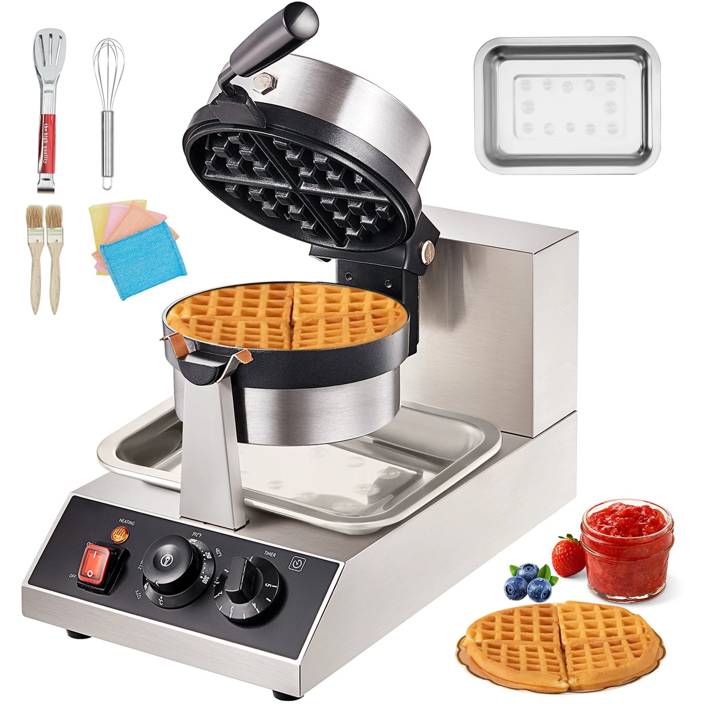 SucceBuy Electric Waffle Maker Stainless Steel Non Stick Waffle Iron