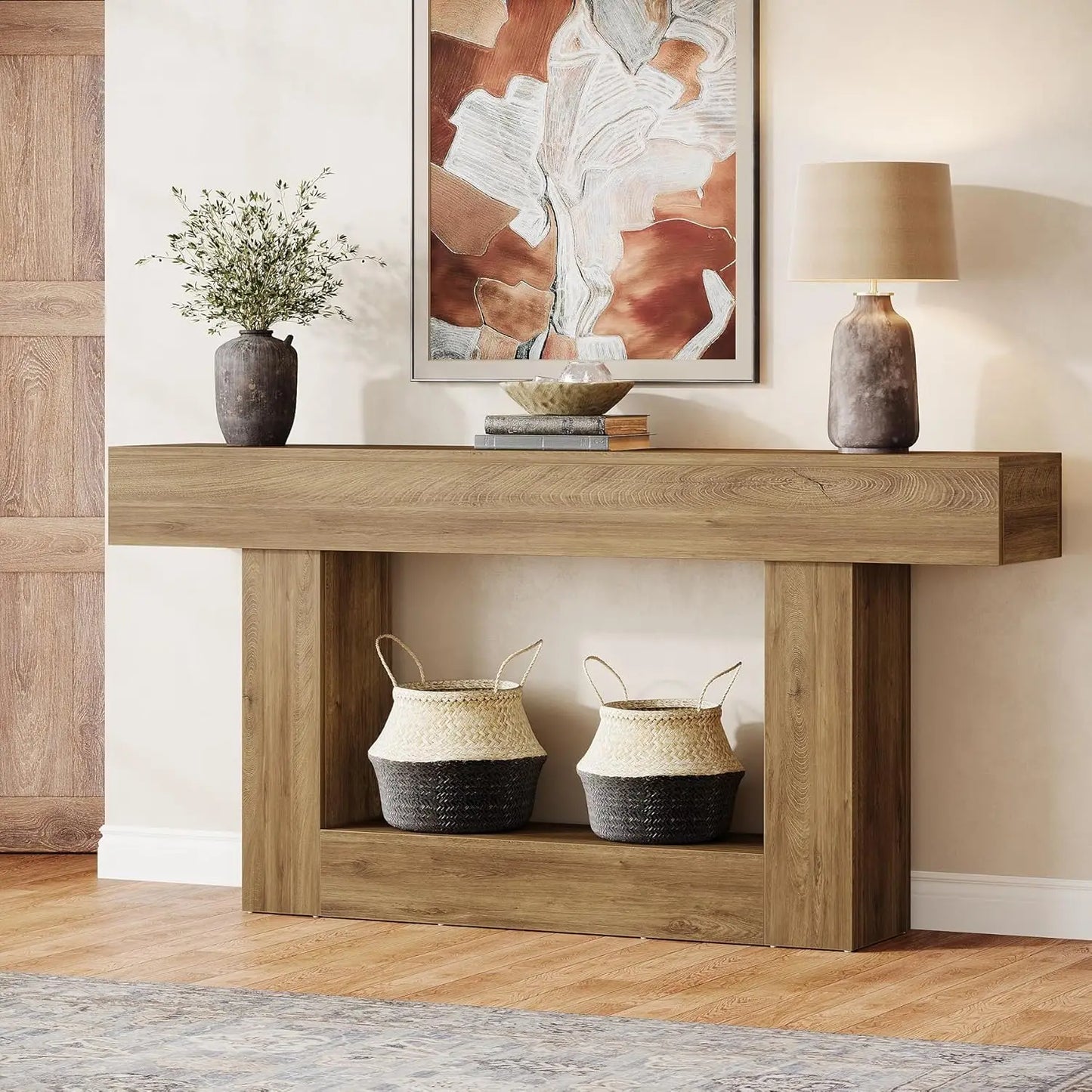 Tribesigns Farmhouse 2-Tier Console Table