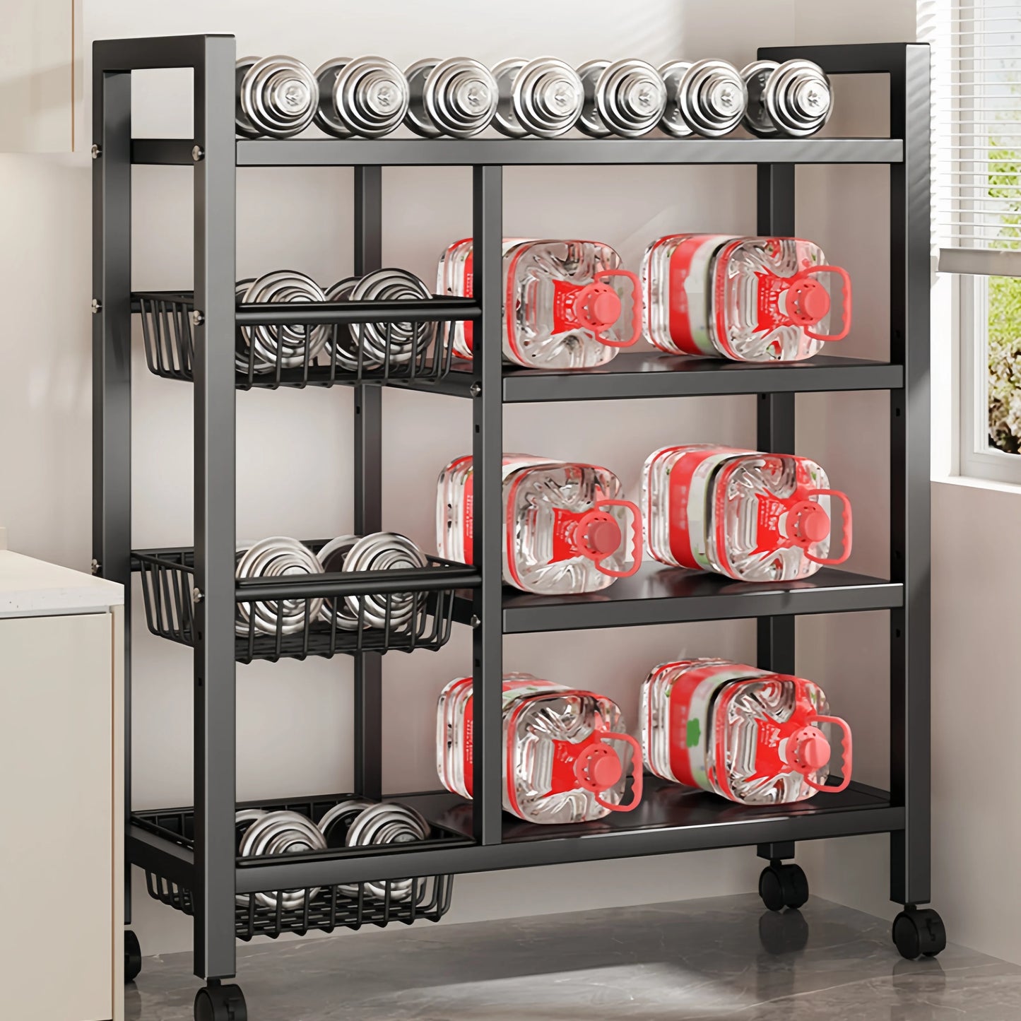 Multi-Functional Removable Cabinet Storage Rack Four-Tier Metal