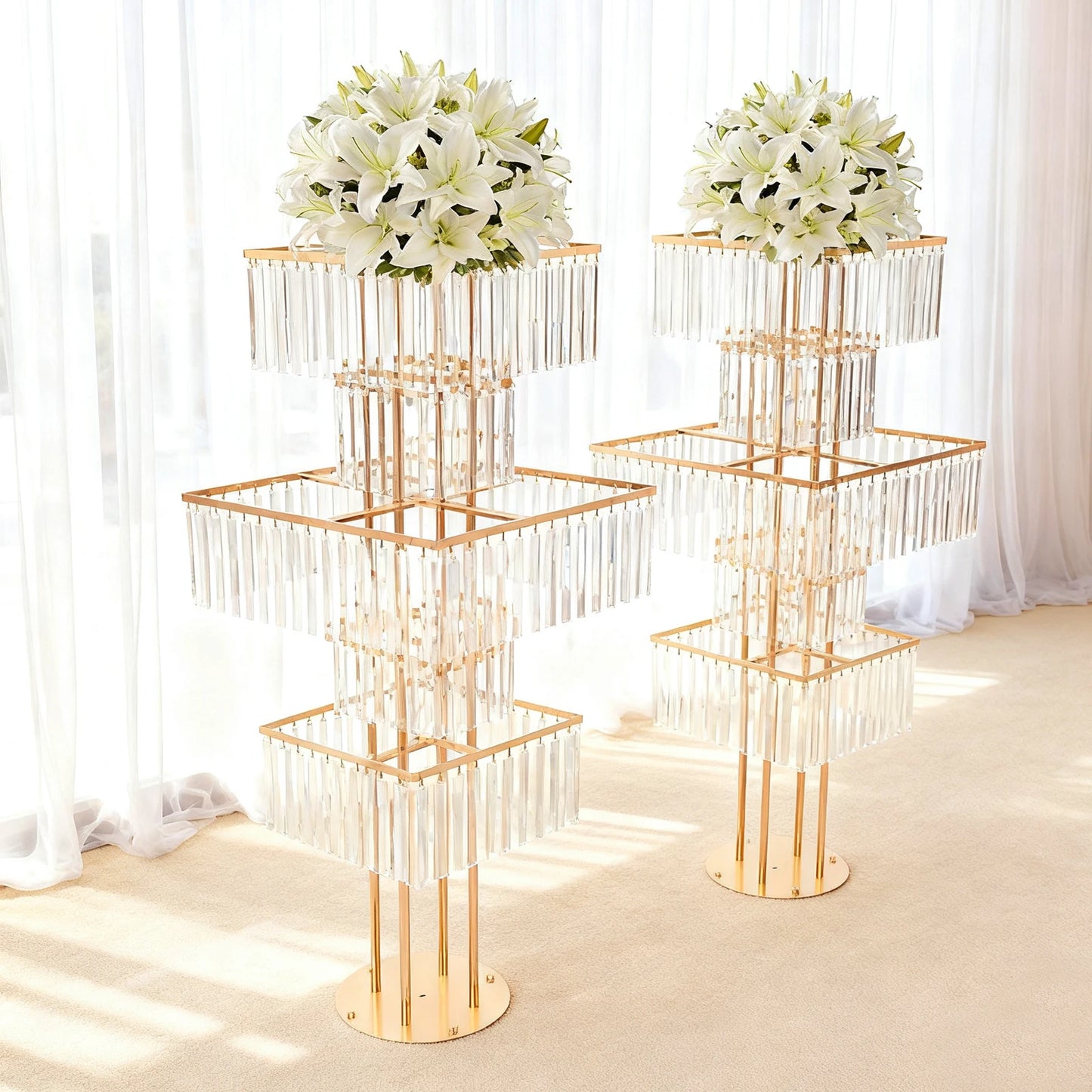 Set Of 2 5-Tier Flower Stand For Weddings Centerpieces