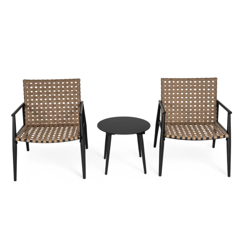 LISM PE Rattan Chat Set Two Chairs With Glass Table