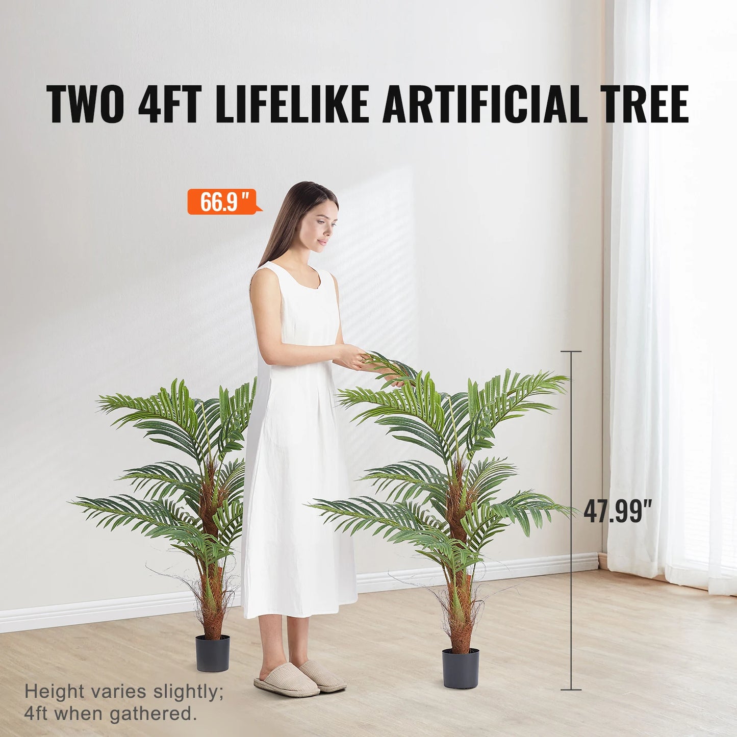 SucceBuy Artificial Palm Tree Faux Plant Anti Tip Protection