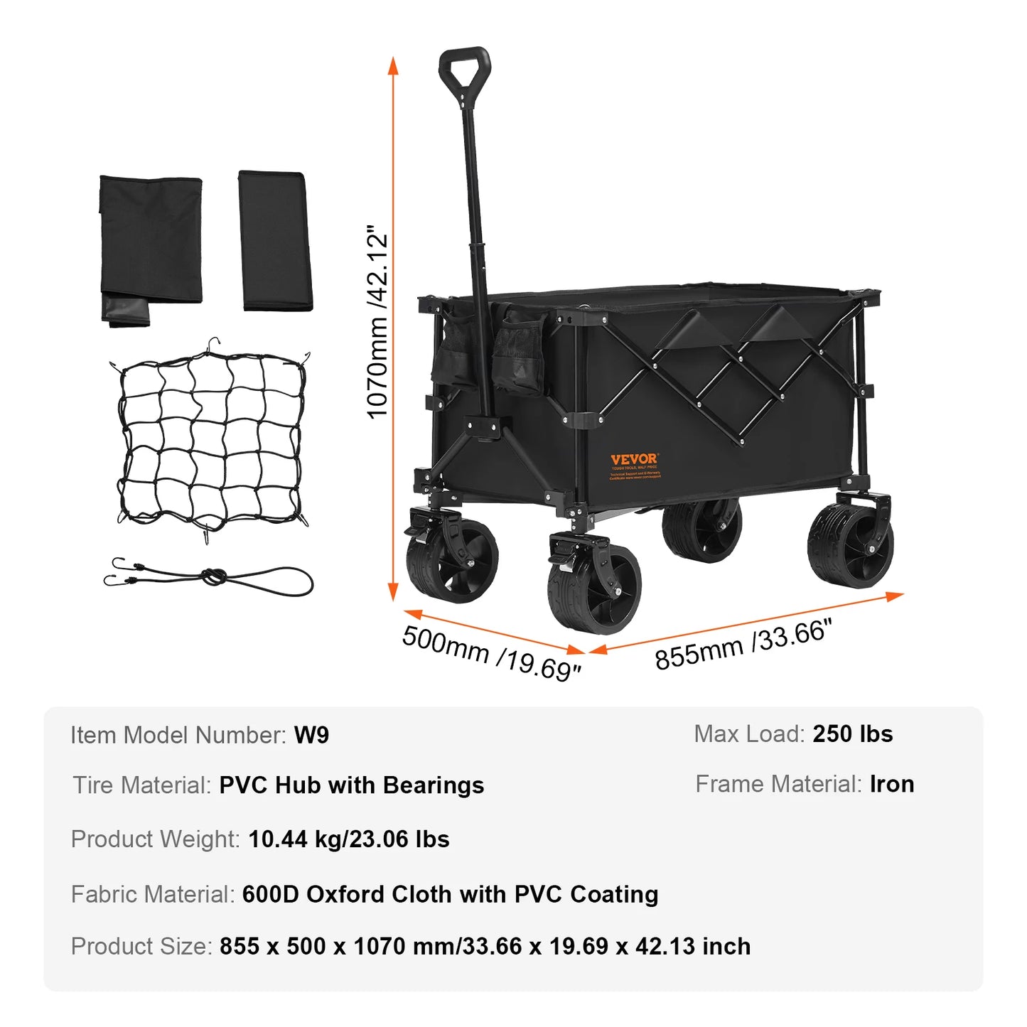 SucceBuy Collapsible Folding Wagon All Terrain Beach Cart