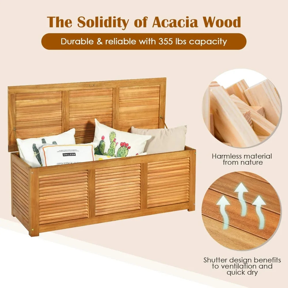 Acacia Wood Deck Box Outdoor Storage Bench for Patio