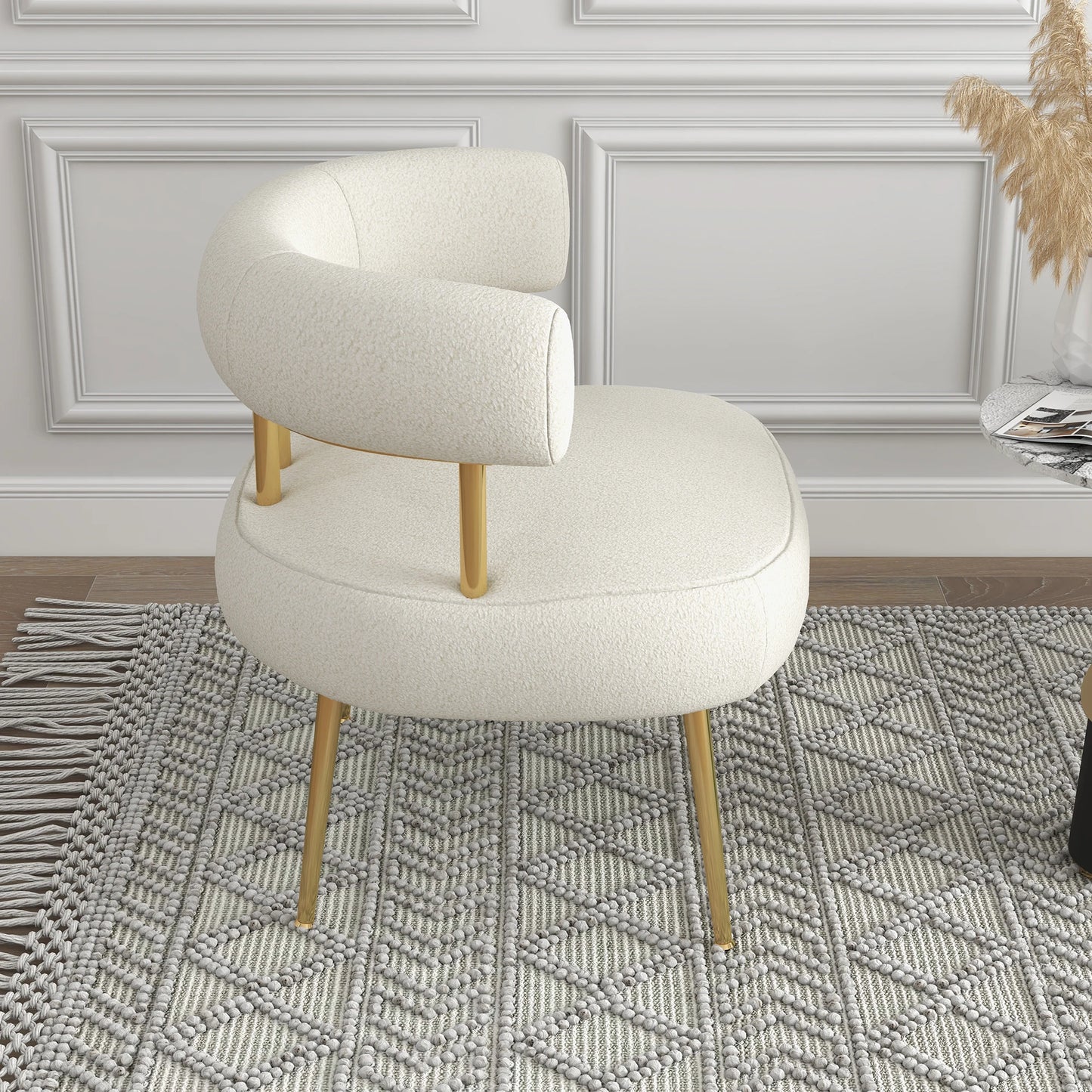 Elegant Mid Century Velvet Accent Chair With Golden Legs