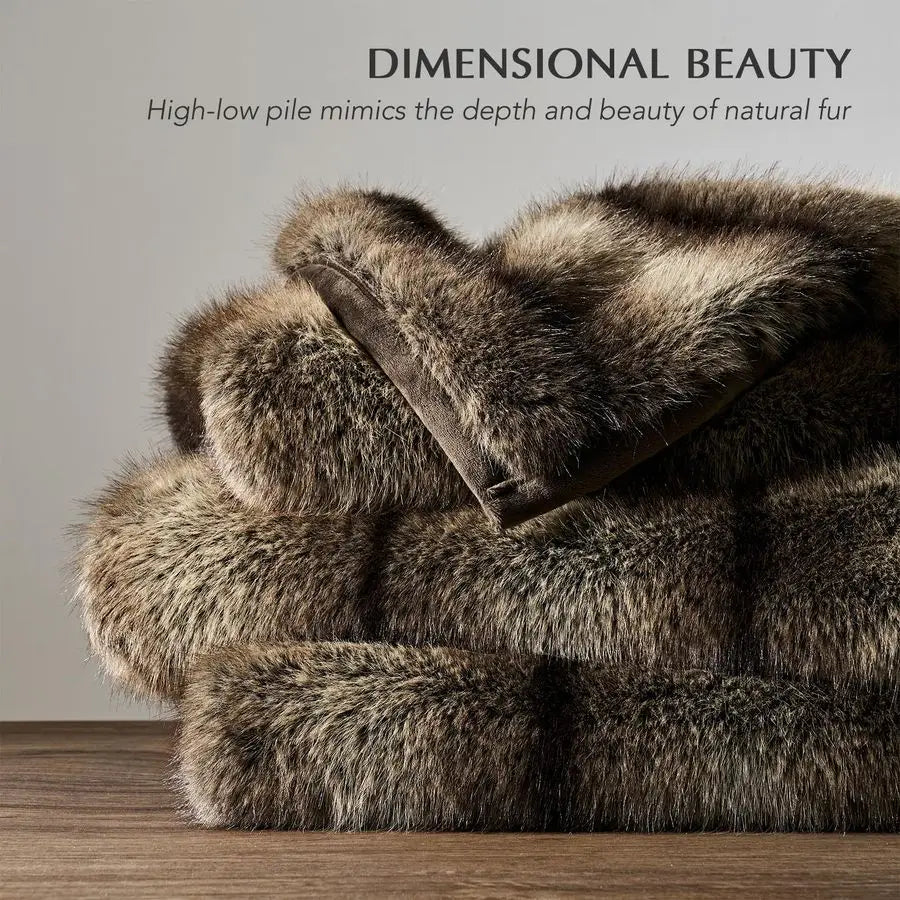 Lux Faux Fur Throw Blanket Soft Plush Mink For Sofa