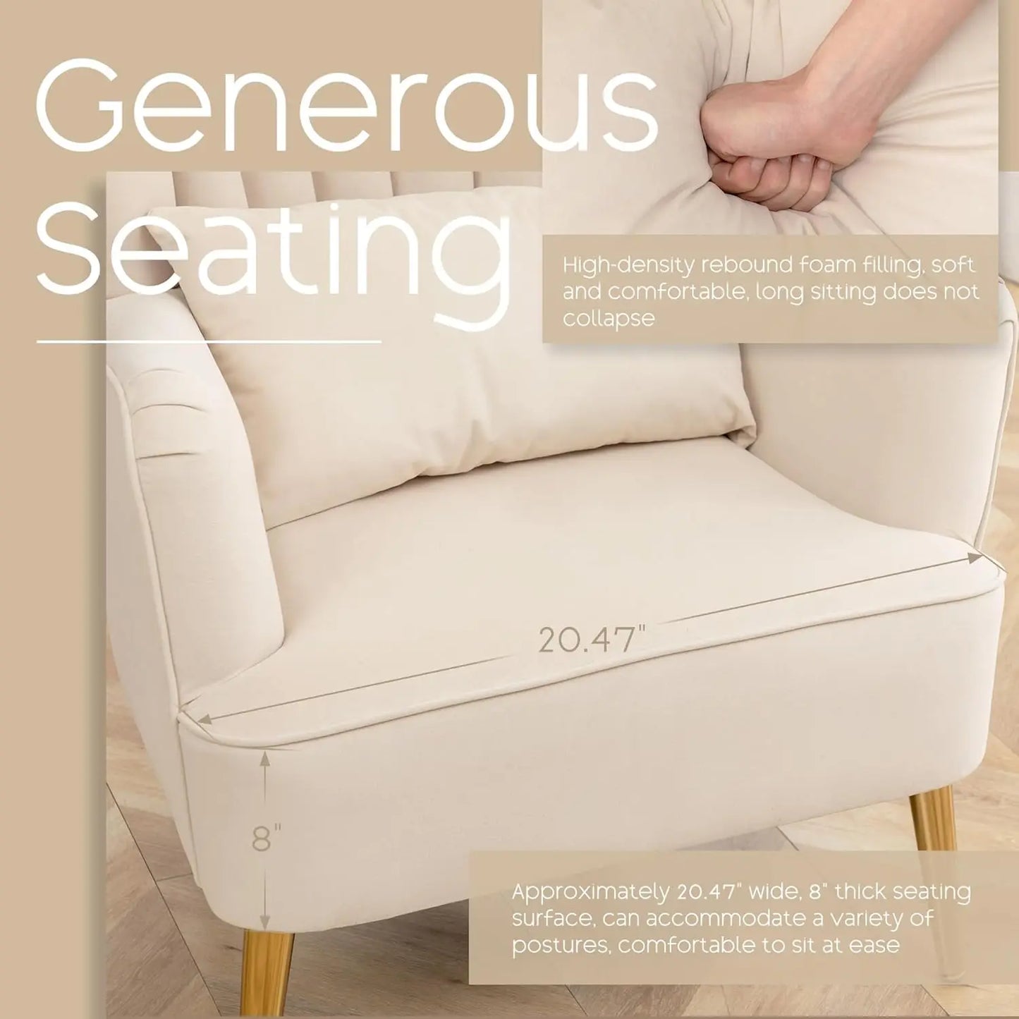 Wingback Armchair With Pillow Upholstered Reading Chair For Living Rooms