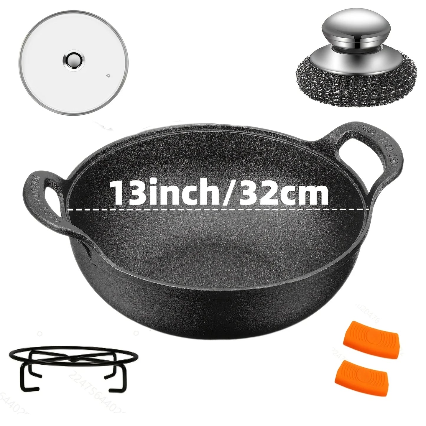 AEDG 3-Piece Cast Iron Skillet Set Pre-Seasoned For Oven Grill