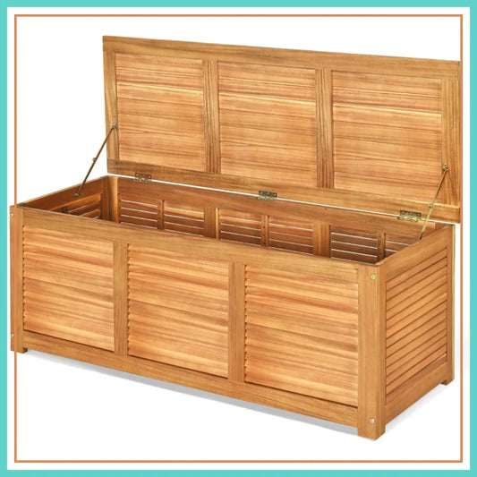 Acacia Wood Deck Box Outdoor Storage Bench for Patio