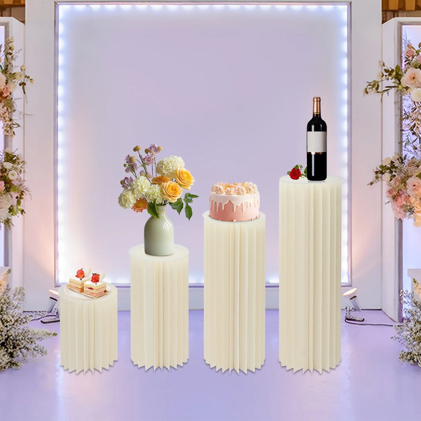 Foldable Cardboard Flower Stands Set For Weddings And Events