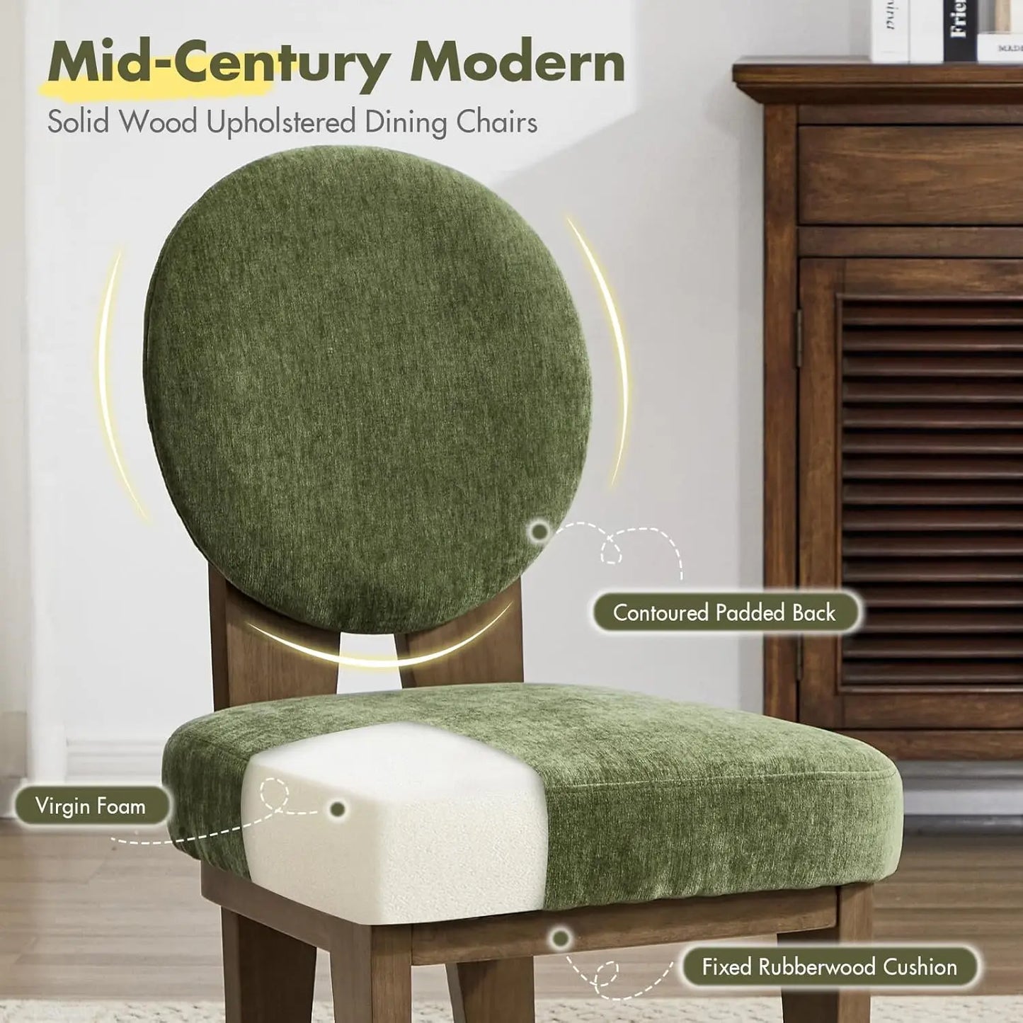 GUOHE Mid Century Modern Walnut Dining Chairs Set Of 2