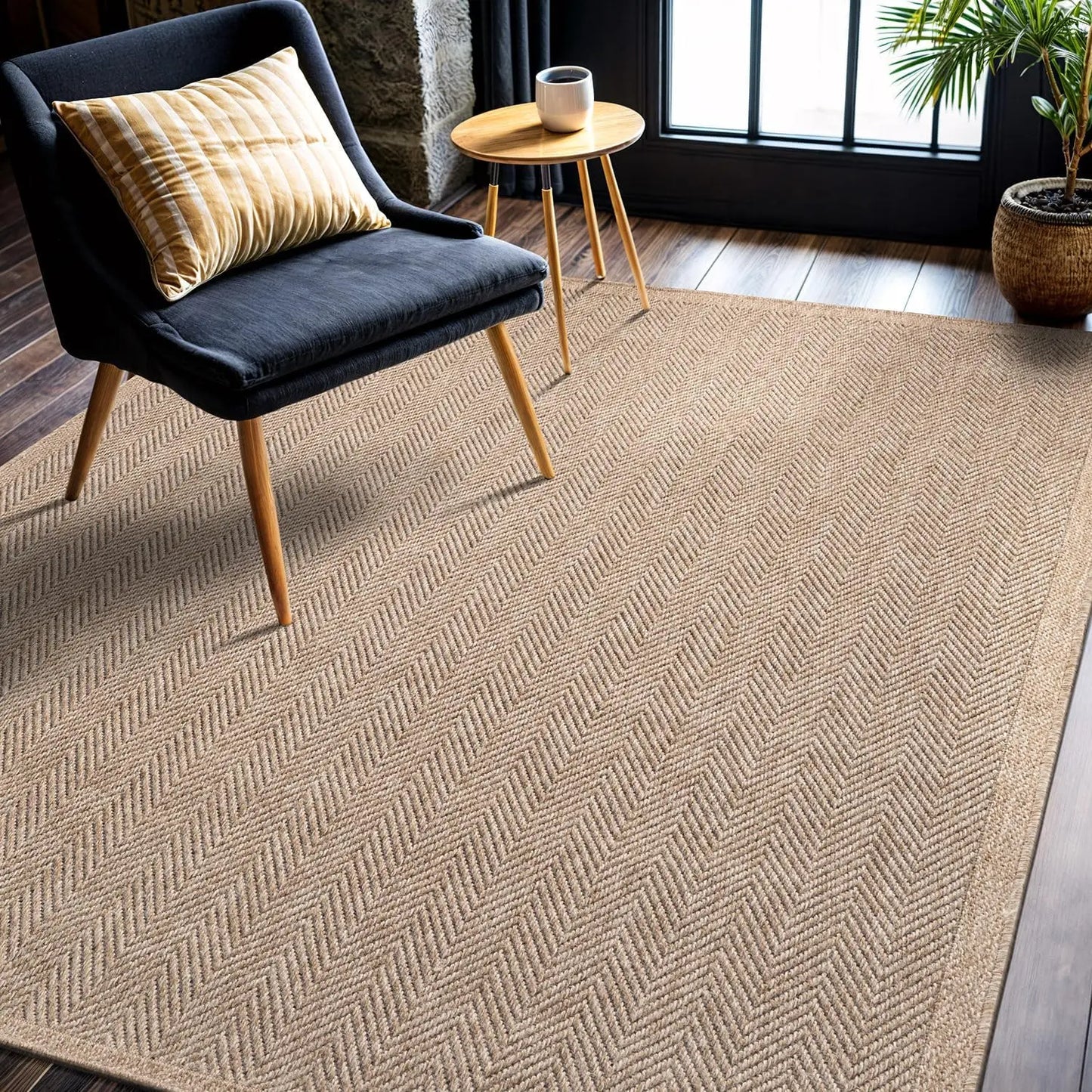 Natural Fiber Seagrass Area Rug For Indoor Outdoor Living Spaces