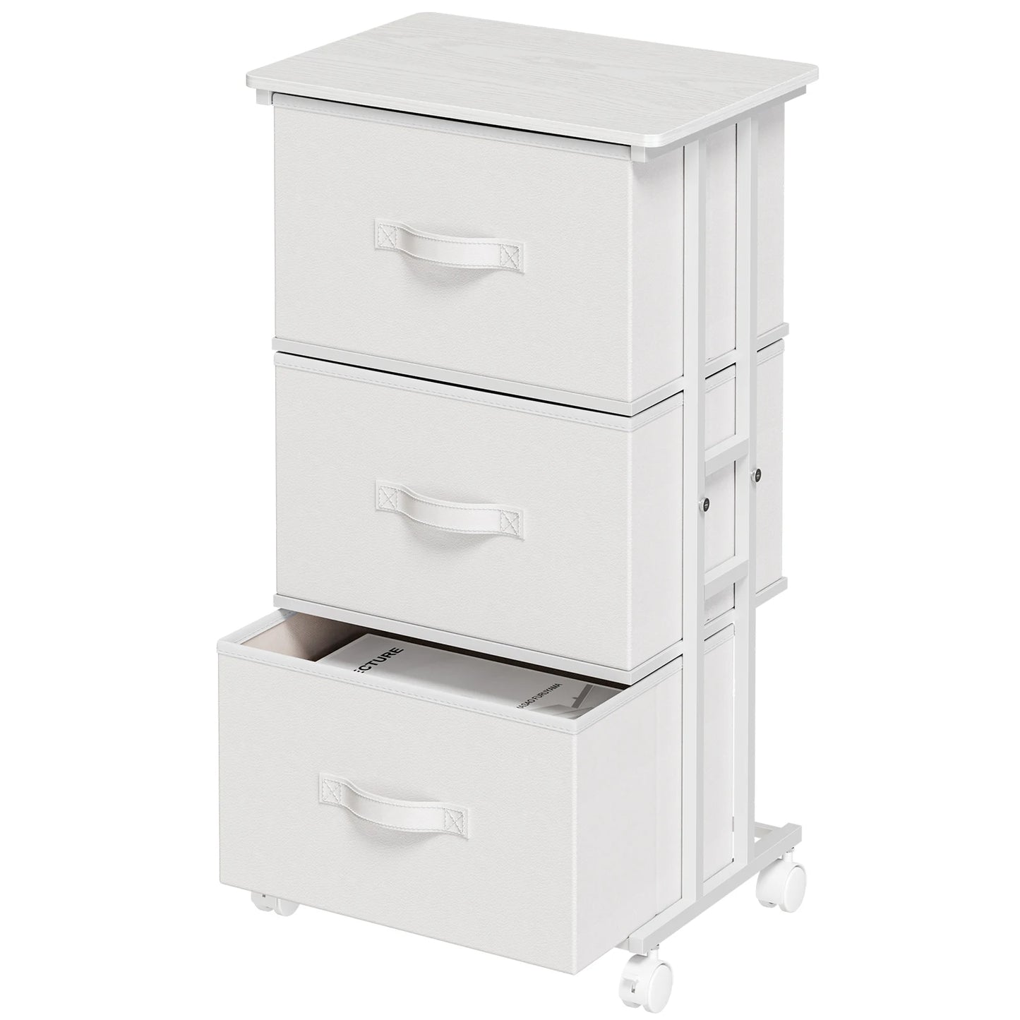 JHK Rolling Dresser Storage Cabinet With Steel Frame And Wheels