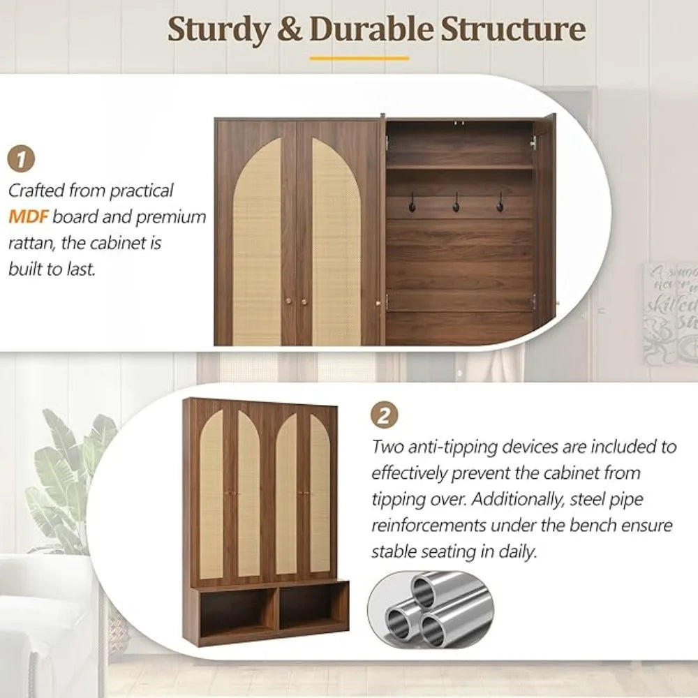Mudro 4-in-1 Hall Tree With Storage Bench And Hidden Hooks