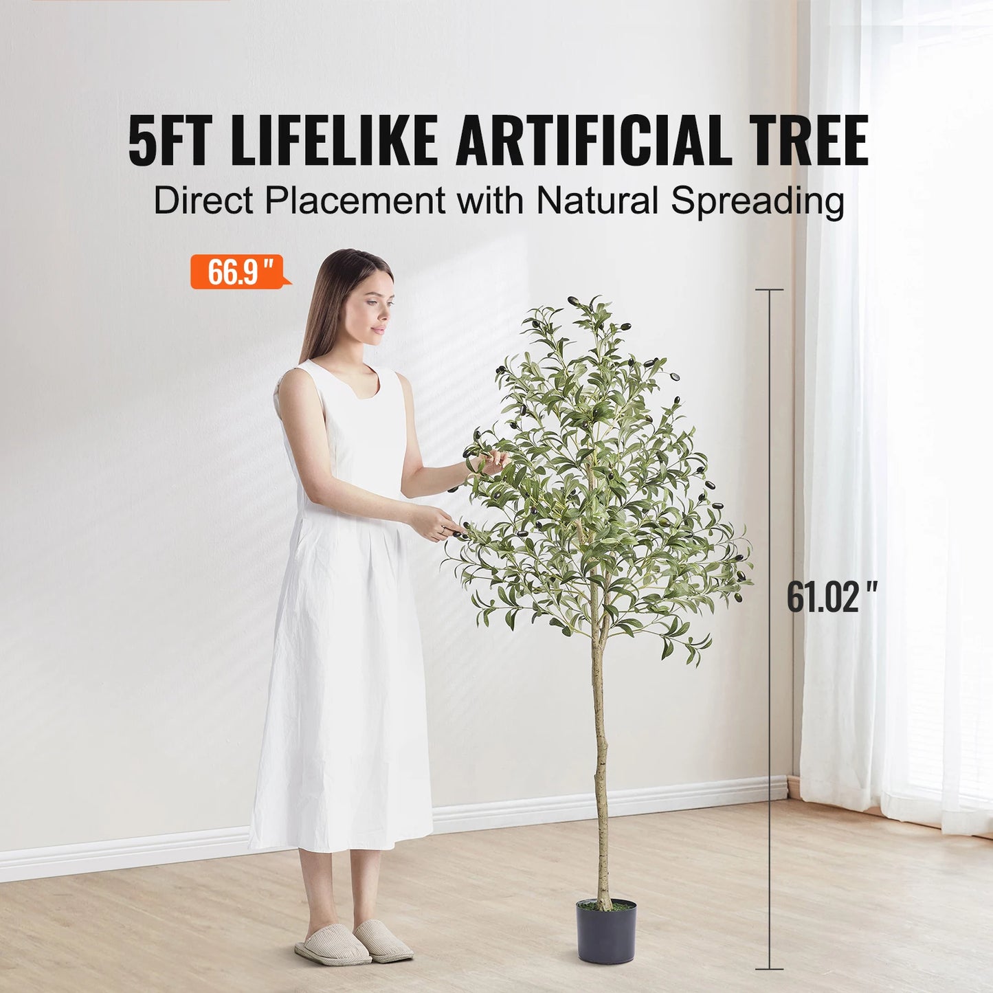 SucceBuy Artificial Olive Tree Anti-Tip Low-Maintenance Faux Plant
