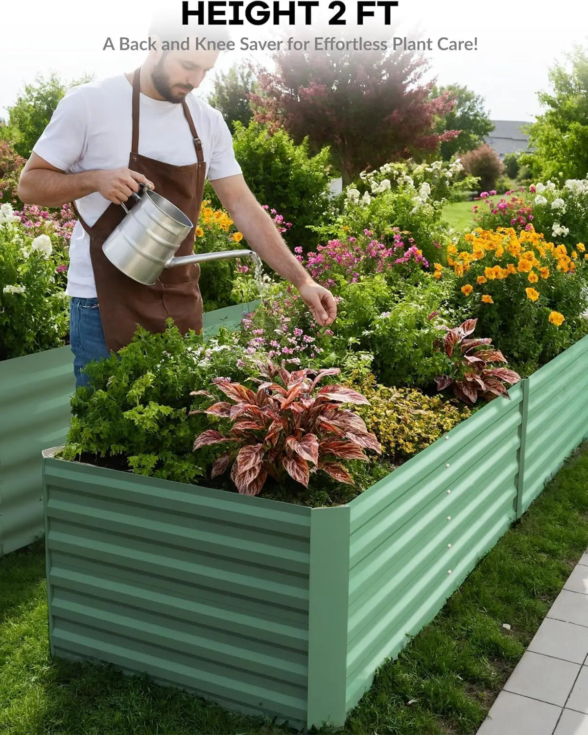 HiMISS Heavy Duty Galvanized Raised Garden Bed Planter Box