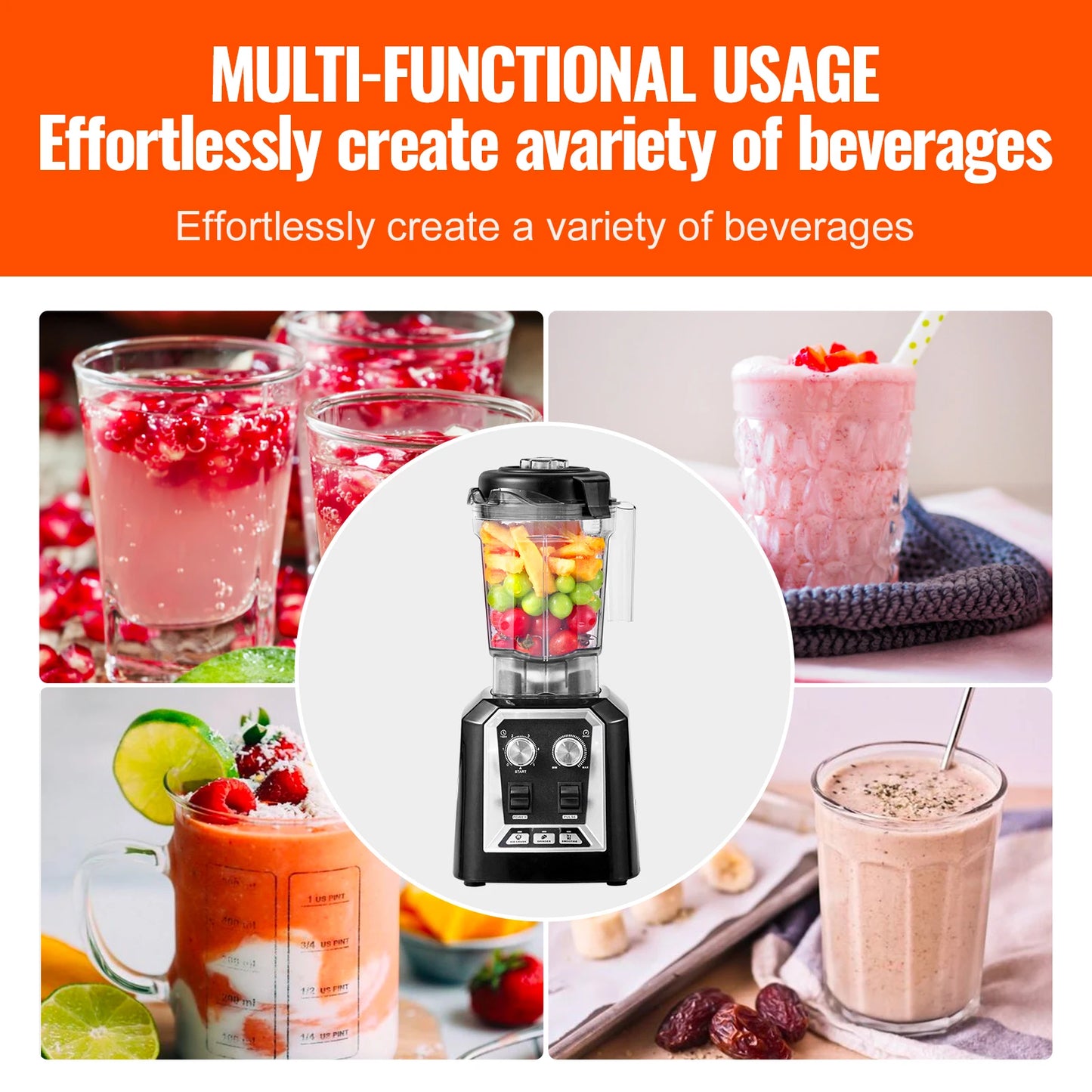 VEVOR Countertop Blender For Smoothies And Recipes