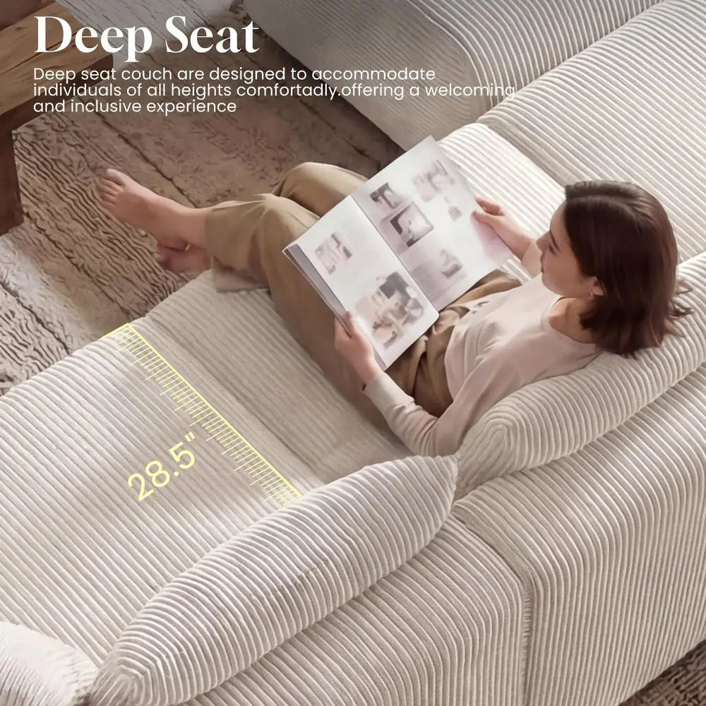 Boneless Cloud Sectional Couch With Curved L-Shape Design