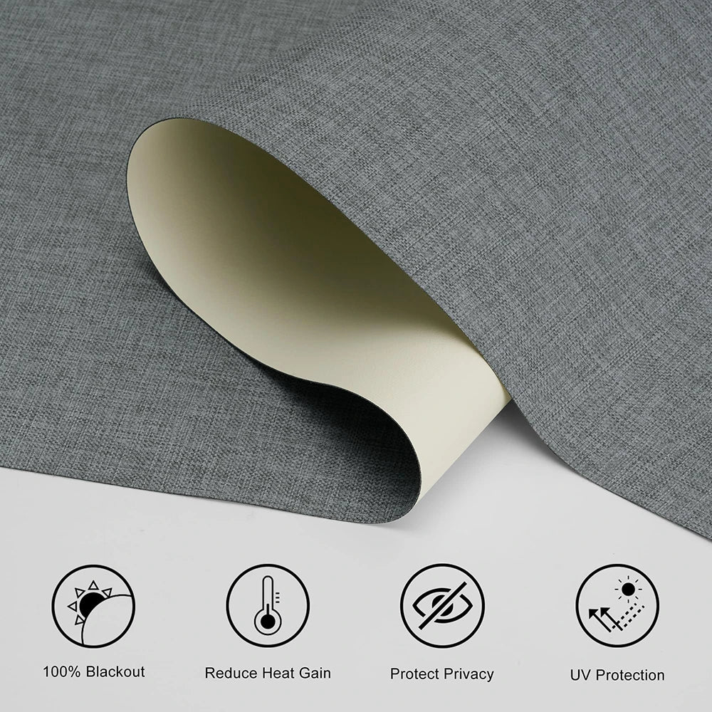 Pocageum Cordless Cassette Roller Shade Linen 100 Percent Blackout Blinds